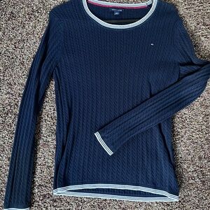 Tommy Hilfiger long sleeve cable knit navy sweater